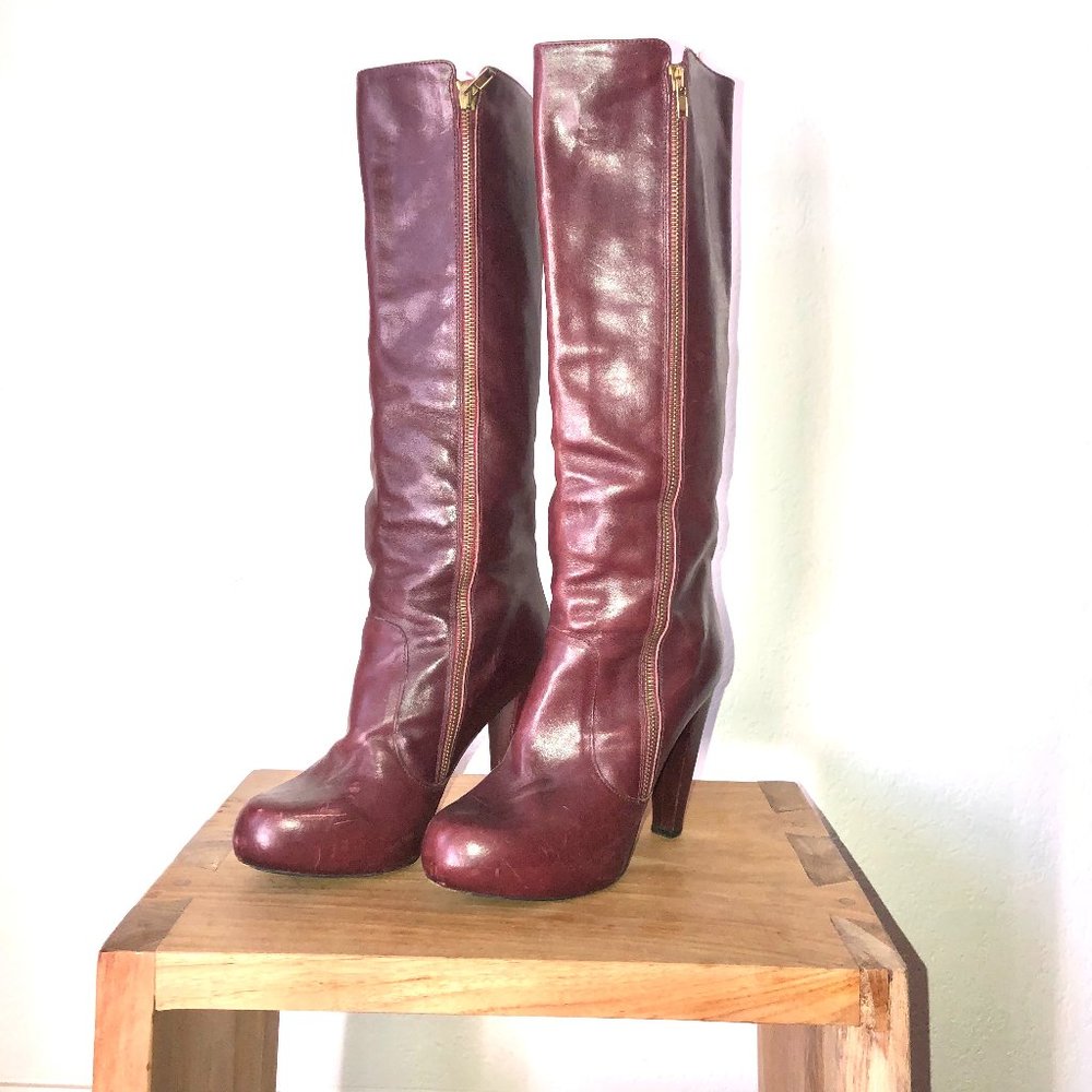 Loeffler Randall Leather Knee-High Piper Platform Boots